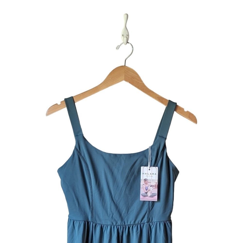 Halara NWT Twisted Back Side Slit Midi Casual Dress in Blue Spruce sz M - Picture 6 of 12
